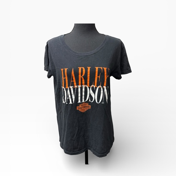 Harley-Davidson Other - Harley Davidson Black Orange Graphic Logo Motorcycle Biker Tee Shirt L